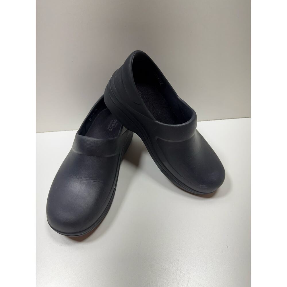 Crocs Women’s Sz 8 Black Slip On Shoes Clog Slip On Work 206061 Comfort Mules